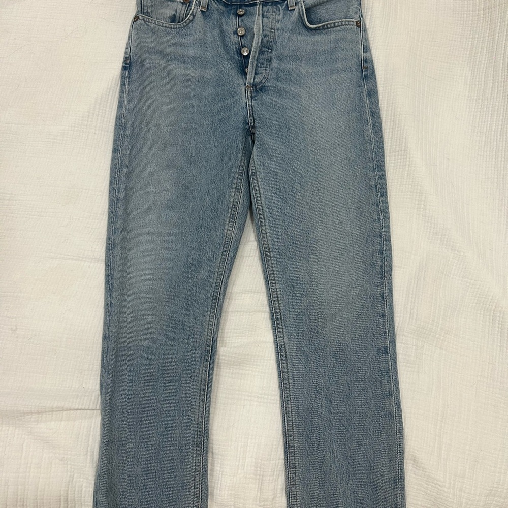 Agolde Blue Straight-Leg Crop Denim